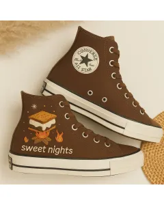 Campfire Vibes Sneakers for Outdoor Enthusiasts, Nature Lovers, Adventure Seekers – Cozy Style for Camping, Hiking - Custom Embroidered - Main View