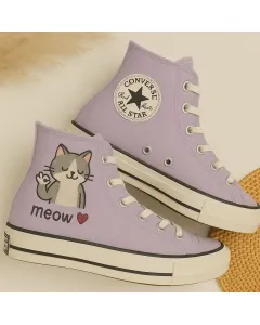 Cat Lover Sneakers for Women – Unique for Casual Outings, Pet Adoption Events Perfect Gift for Cat Enthusiasts - Custom Embroidered - Main View