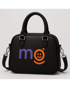Smiley Black Handbag – Modern Vegan Leather Satchel with Color Pop