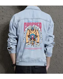 Chopper Jean Jacket for Men – Gift for Streetwear Fans – Birthday Present - Light Blue - Main View