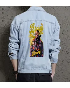 Chris Breezy Jean Jacket for Men – Gift for Music Fans – Birthday Present - Light Blue - Main View