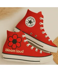Colorful Floral Sneakers for Women – and Comfortable Shoes for Casual Walks, Festivals – Perfect Gift for Flower Lovers - Custom Embroidered - Main View