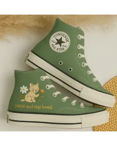Colorful Floral Sneakers for Women – Comfort for Pet Lovers, Outdoor Enthusiasts, and Nature Admirers – Perfect Gift for Garden Parties, Casual Walks - Custom Embroidered - Main View