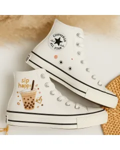 Comfortable Canvas Sneakers for Trendsetters, Adventurers, Fashionistas – Enhance Your Style for Everyday Wear, Travel - Custom Embroidered - Main View