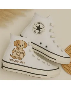 Comfortable Dog Print Sneakers for Women Dog Lovers – Stylish and Fun for Casual Outings, Pet Adoption Events - Custom Embroidered - Main View