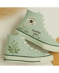 Comfortable Floral Print Sneakers for Women – and Supportive Footwear for Casual Outings, Walks, and Brunch Dates – Perfect Gift for Her - Custom Embroidered - Main View