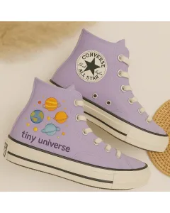 Cosmic Lavender Sneakers for Fashionistas, Trendsetters, Style Enthusiasts – Unique Style for Everyday Wear, Street Style - Custom Embroidered - Main View