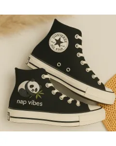 Cozy Panda Sneakers for Women and Animal Lovers – Relax in Style for Casual Outings, Lounging - Custom Embroidered - Main View