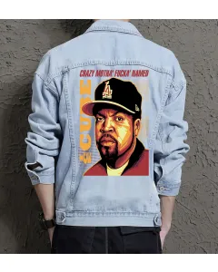 Crazy Jean Jacket for Men – Gift for Streetwear Fans – Birthday Present - Light Blue - Main View