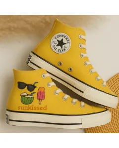 Custom Embroidered Canvas Sneakers for Women, Men, Kids – Stylish Summer Footwear for Casual Outings, Beach Days for Weddings & Festivals - Custom Embroidered - Main View