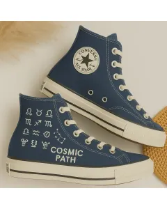 Custom Sneakers – Astrology Constellation Wall Art for Zodiac Enthusiasts – Personalized Decor for Home, Office, or Gifts - Custom Embroidered - Main View