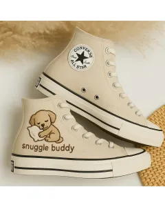 Custom Sneakers – Cozy Puppy Embroidered Sweatshirt for Women – Stay Warm and Stylish for Casual Outings, Pet Adoption Events - Custom Embroidered - Main View