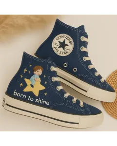 Custom Sneakers – Custom Embroidered Navy Backpack for Students, Travelers, and Commuters – Personalized Design for School, Work, and Daily Use - Custom Embroidered - Main View