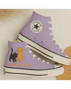Cute Cat Print Sneakers for Pet Lovers – Comfort for Casual Walks, Pet Adoption Events Perfect Gift for Cat Owners - Custom Embroidered - Main View