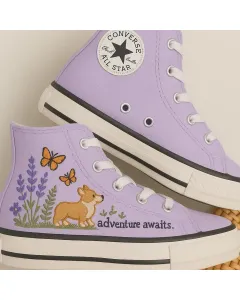 Cute Forest Friends Corgi Sneakers for Pet Lovers – Comfortable Shoes for Casual Walks, Pet Adoption Events  Perfect Gift for Dog Owners - Custom Embroidered - Main View