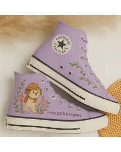 Cute Shih Tzu Sneakers for Dog Lovers – Comfortable Footwear for Casual Walks, Pet Adoption Events,  Perfect Gift for Pet Owners - Custom Embroidered - Main View