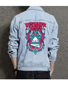 Designer Jean Jacket for Men – Gift for Streetwear Fans – Birthday Present - Light Blue - Main View
