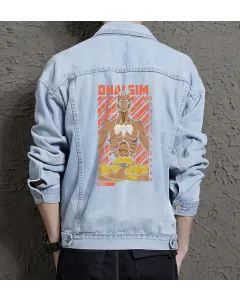 Dhai Sim Street Fighter Denim Jacket for Men - Gift for Video Gamers - Christmas Gift - Light Blue - Main View