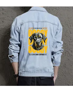 Doggy Jean Jacket for Men – Gift for Skater Guys – Birthday Present - Light Blue - Main View