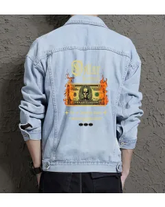 Dollar Jean Jacket for Men – Gift for Skater Guys – Christmas Gift - Light Blue - Main View