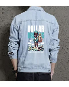 Dollardreams Jean Jacket for Men – Gift for Urban Trendsetters – Christmas Gift - Light Blue - Main View