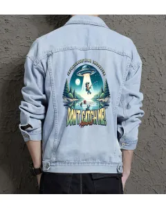 Dont Catchme! Jean Jacket for Men – Gift for College Guys – Birthday Present - Light Blue - Main View