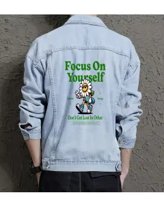 Dont Get Lost in Othergreen Jean Jacket for Men – Gift for Trendy Teens – Christmas Gift - Light Blue - Main View