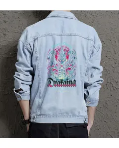 Dragons Descent Jean Jacket for Men – Gift for Trendy Teens – Christmas Gift - Light Blue - Main View