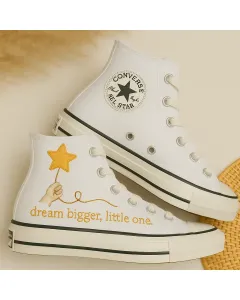 Dream Bigger Kids Sneakers for Boys and Girls – Inspire Imagination for Playtime, Birthdays Perfect Gift - Custom Embroidered - Main View