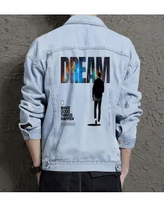 Dream Jean Jacket for Men – Gift for Urban Teens – Birthday Present - Light Blue - Main View