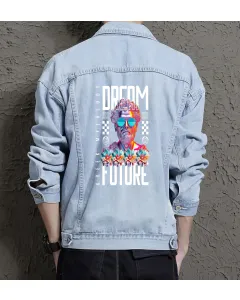 Dreamfuture Jean Jacket for Men – Gift for Urban Trendsetters – Holiday Gift - Light Blue - Main View
