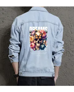 Dreamsstreetwear Jean Jacket for Men – Gift for Trendy Teens – Christmas Gift - Light Blue - Main View