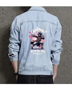 Drop Themic Jean Jacket for Men – Gift for Trendy Teens – Christmas Gift - Light Blue - Main View