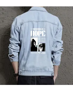 Drowning Inhope Denim Jacket for Men - Gift - Casual Wear - Light Blue - Main View