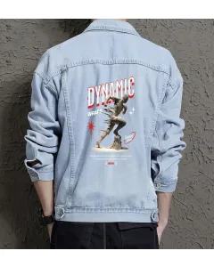 Dynamicwarps Jean Jacket for Men – Gift for Urban Teens – Christmas Gift - Light Blue - Main View