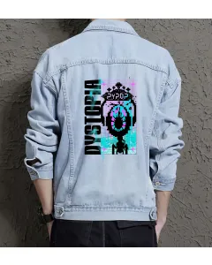 Dystopia Jean Jacket for Men – Gift for Urban Fashionistas – Christmas Gift - Light Blue - Main View