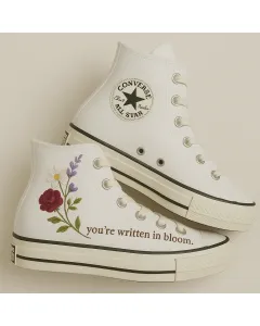 Elegant Floral Print Sneakers for Women – Comfort for Casual Outings, Walks, and Shopping – Perfect Gift for Fashion Enthusiasts - Custom Embroidered - Main View