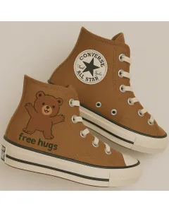Embroidered Bear Brown Sneakers for Women, Teens, Kids – Unique Design for Casual Outings, Everyday Wear - Custom Embroidered - Main View