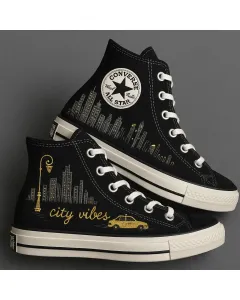 Embroidered Canvas Sneakers for City Explorers, Wanderers, Fashionistas – Stylish Comfort for Everyday Wear, Travel - Custom Embroidered - Main View