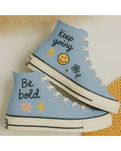 Embroidered Canvas Sneakers for Men, Women, Kids – Keep Going in Style & Comfort for Everyday Wear, Casual Outings - Custom Embroidered - Main View