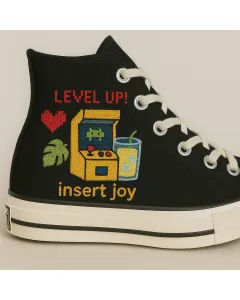 Embroidered Canvas Sneakers for Men, Women, Kids – Retro Style & Durability for Casual & Outdoor Wear for Weddings & Festivals - Custom Embroidered - Main View