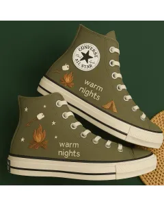Embroidered Canvas Sneakers for Men, Women, Kids – Stylish Comfort for Casual Outings, Summer Adventures for Weddings & Festivals - Custom Embroidered - Main View
