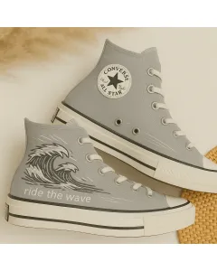 Embroidered Canvas Sneakers for Men, Women, Kids – Stylish Embroidery for Everyday Wear, Casual Outings - Custom Embroidered - Main View