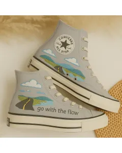 Embroidered Canvas Sneakers for Men, Women, Kids – Stylish Comfort for Casual Outings, Everyday Wear for Weddings & Festivals - Custom Embroidered - Main View