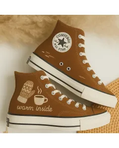 Embroidered Canvas Sneakers for Women, Men, Kids – Cozy Winter Style for Casual Outings, Holiday Gatherings for Weddings & Festivals - Custom Embroidered - Main View