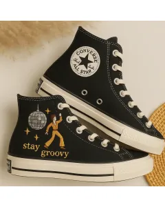 Embroidered Canvas Sneakers for Women, Men, Kids – Retro Style for Casual & Party Wear for Weddings & Festivals - Custom Embroidered - Main View