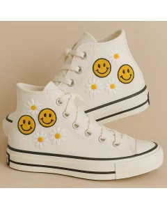 Embroidered Canvas Sneakers for Women, Men, Kids – Stylish Comfort for Everyday Wear, Casual Outings - Custom Embroidered - Main View