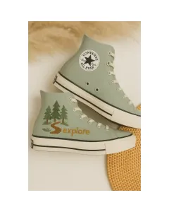 Embroidered Canvas Sneakers for Women, Men, Kids – Stylish Comfort for Everyday Wear, Outdoor Adventures - Custom Embroidered - Main View