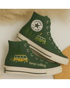 Embroidered Canvas Sneakers for Women, Men, Kids – Stylish Comfort for Everyday Wear, Outdoor Adventures - Custom Embroidered - Main View