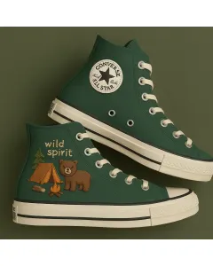 Embroidered Canvas Sneakers for Women, Men, Kids – Stylish Outdoor Footwear for Camping & Hiking for Weddings & Festivals - Custom Embroidered - Main View